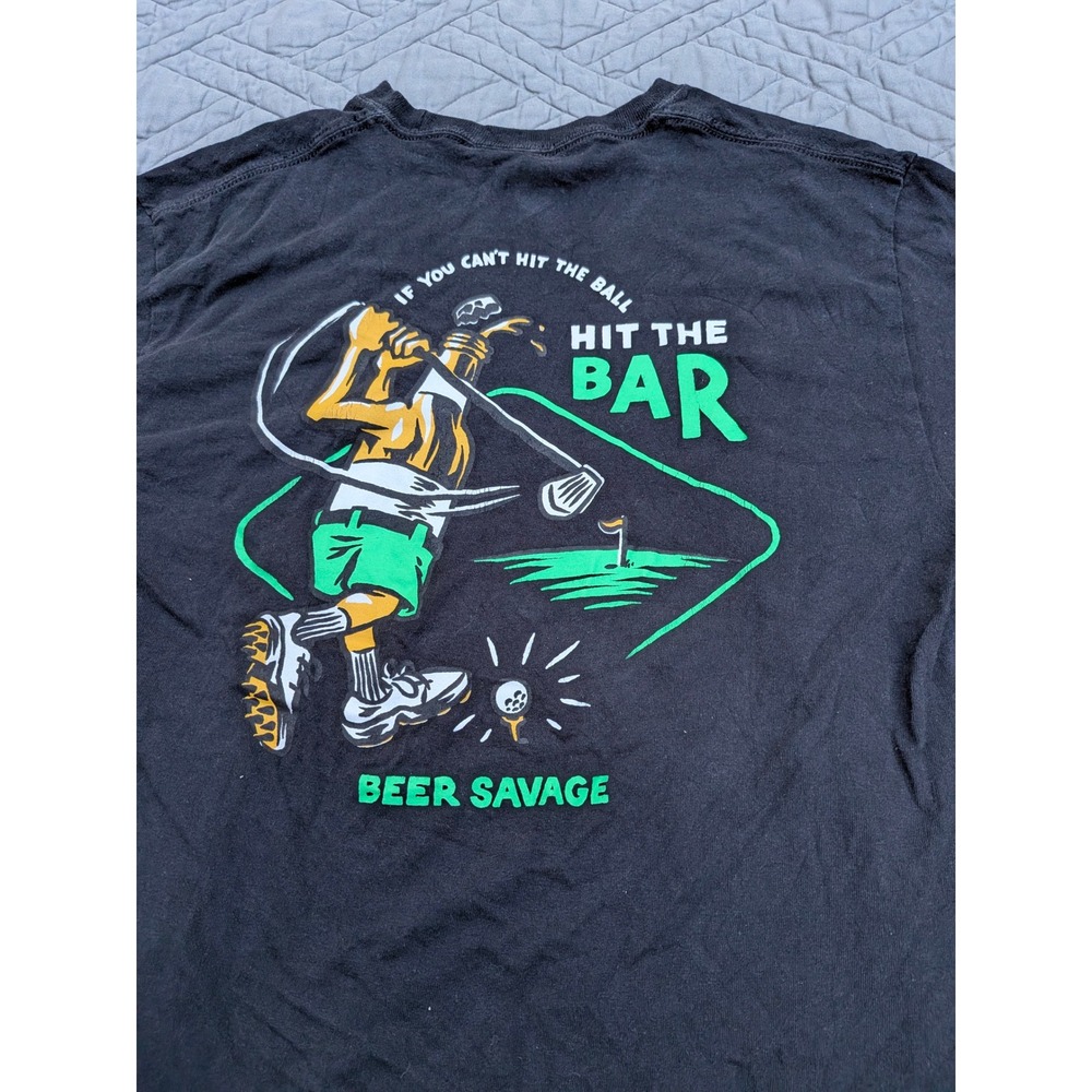 Beer Savage Hit The Bar Graphic Golf T Shirt Black Tee - Picture 2 of 4